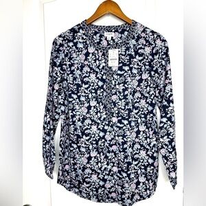 J Crew Floral Popover Blouse
